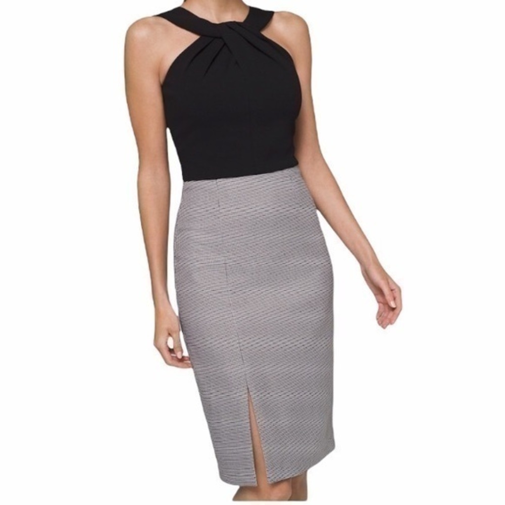 White House black market tiny houndstooth Black white SUITING SHEATH DRESS new